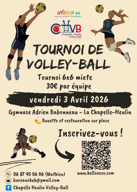 Affiche tournoi de volley CHVB 3 avril 2026
